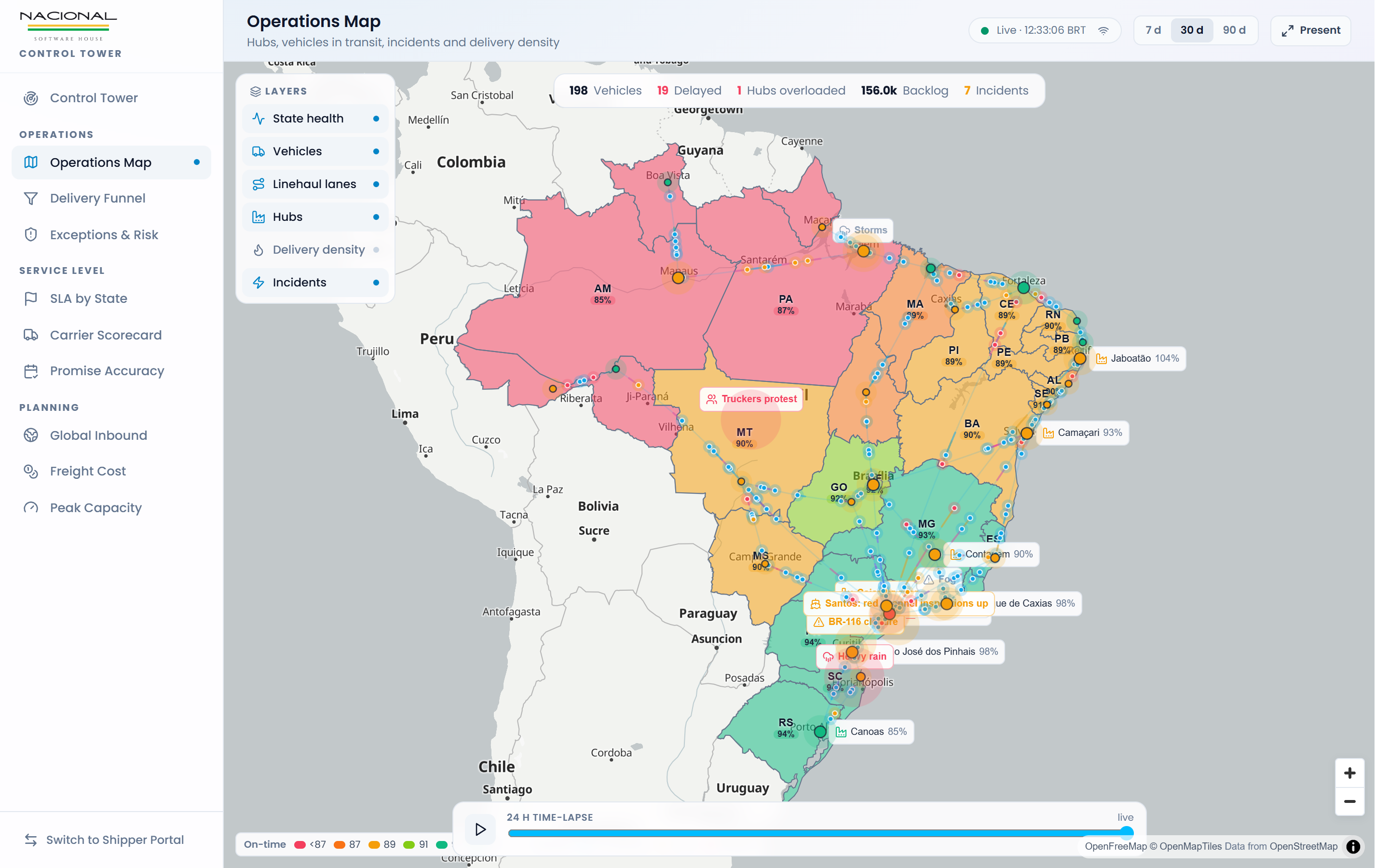 Operations map and SLA by state